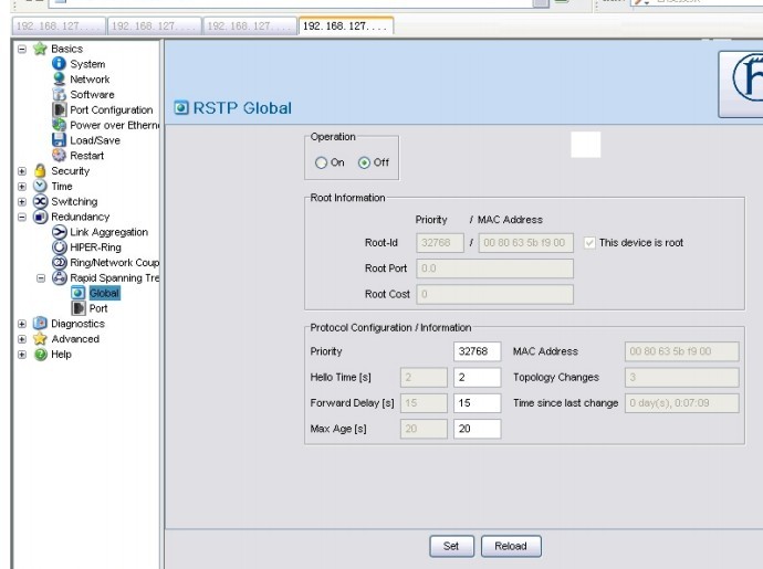 赫斯曼交换机RSTP生成树协议设置