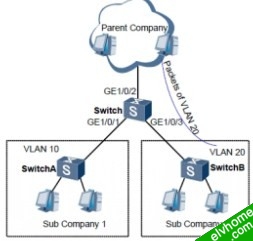 配置VLAN 协议透传组网图